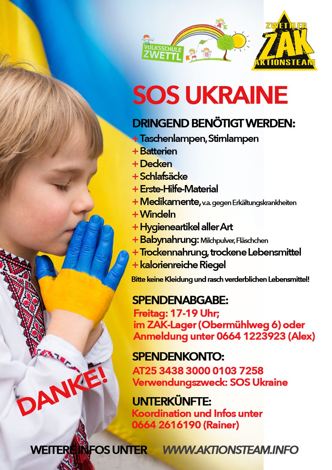 SOS Ukraine – ZAK hilft!